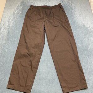 Cintas Wide Leg Pants Women XL Brown Cotton Elastic Waist Relaxed Fit Resortwear
